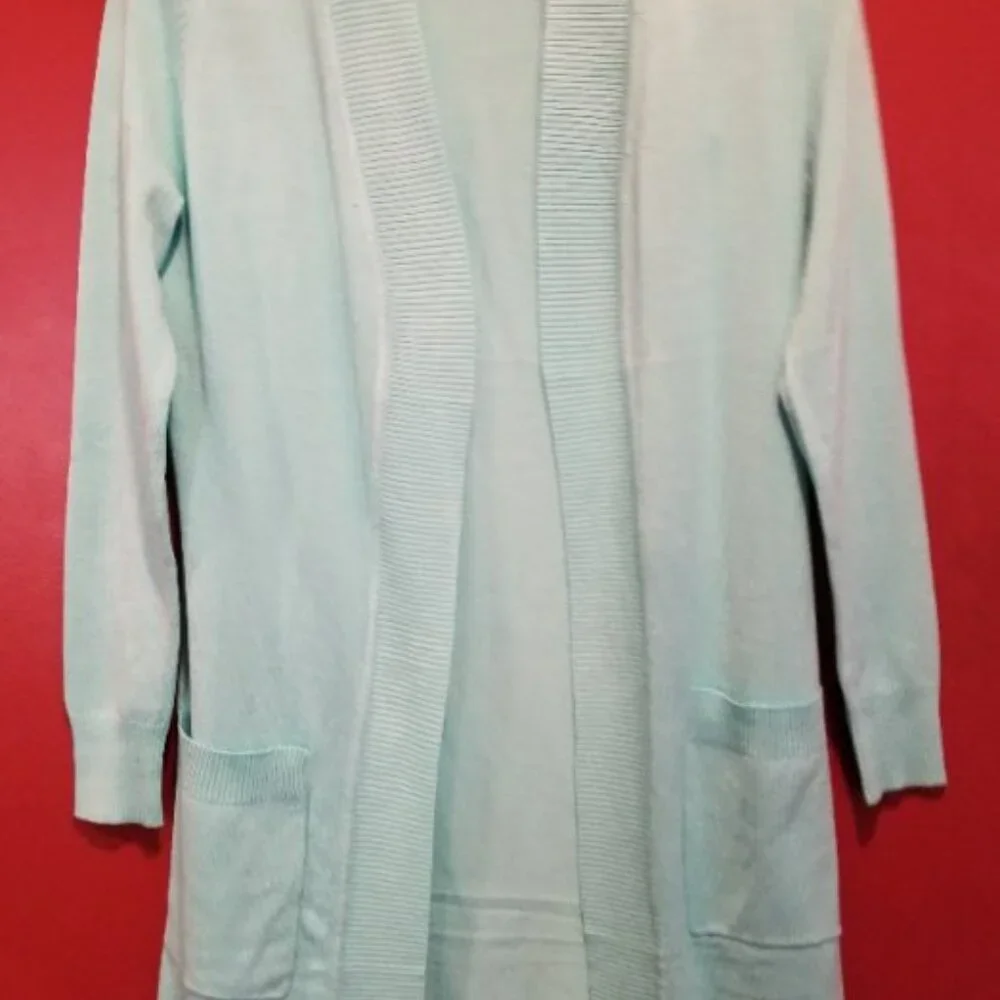 NEW Aqua Blue CIELO Long Cardigan Sweater Ladies SMALL - Picture 2 of 6